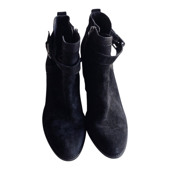 Anthropologie Sam Edelman Suede Ankle Boots 9.5M Myra Women Black Block Heel - Picture 4 of 16
